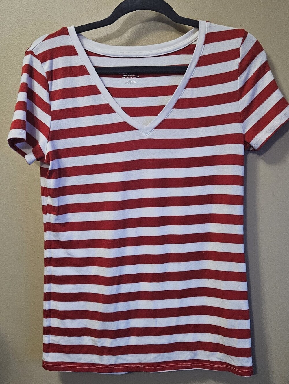 Merona Women's Size M Red White Striped T Shirt Pima Cotton Modal